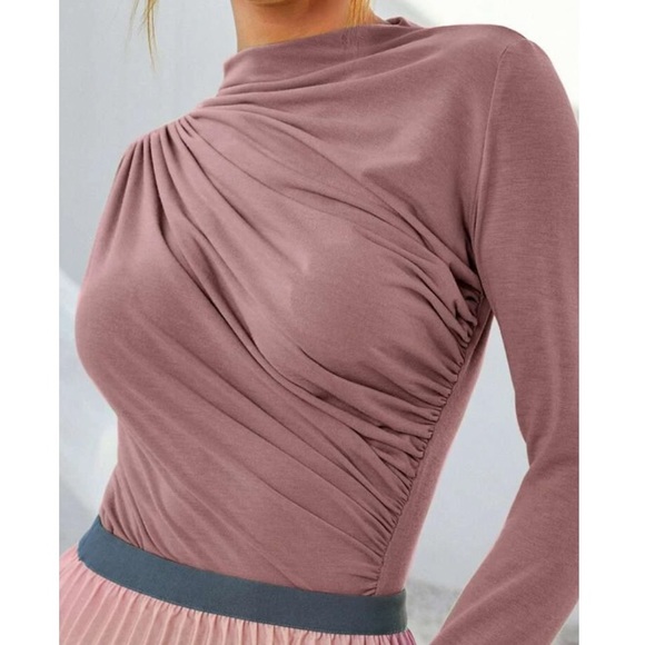 Apricot minimalist ruched blouse - Picture 12 of 16